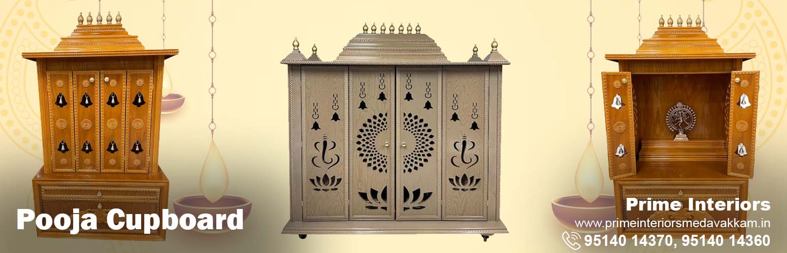 pooja cupboard, prime interiors, medavakkam, Chennai.